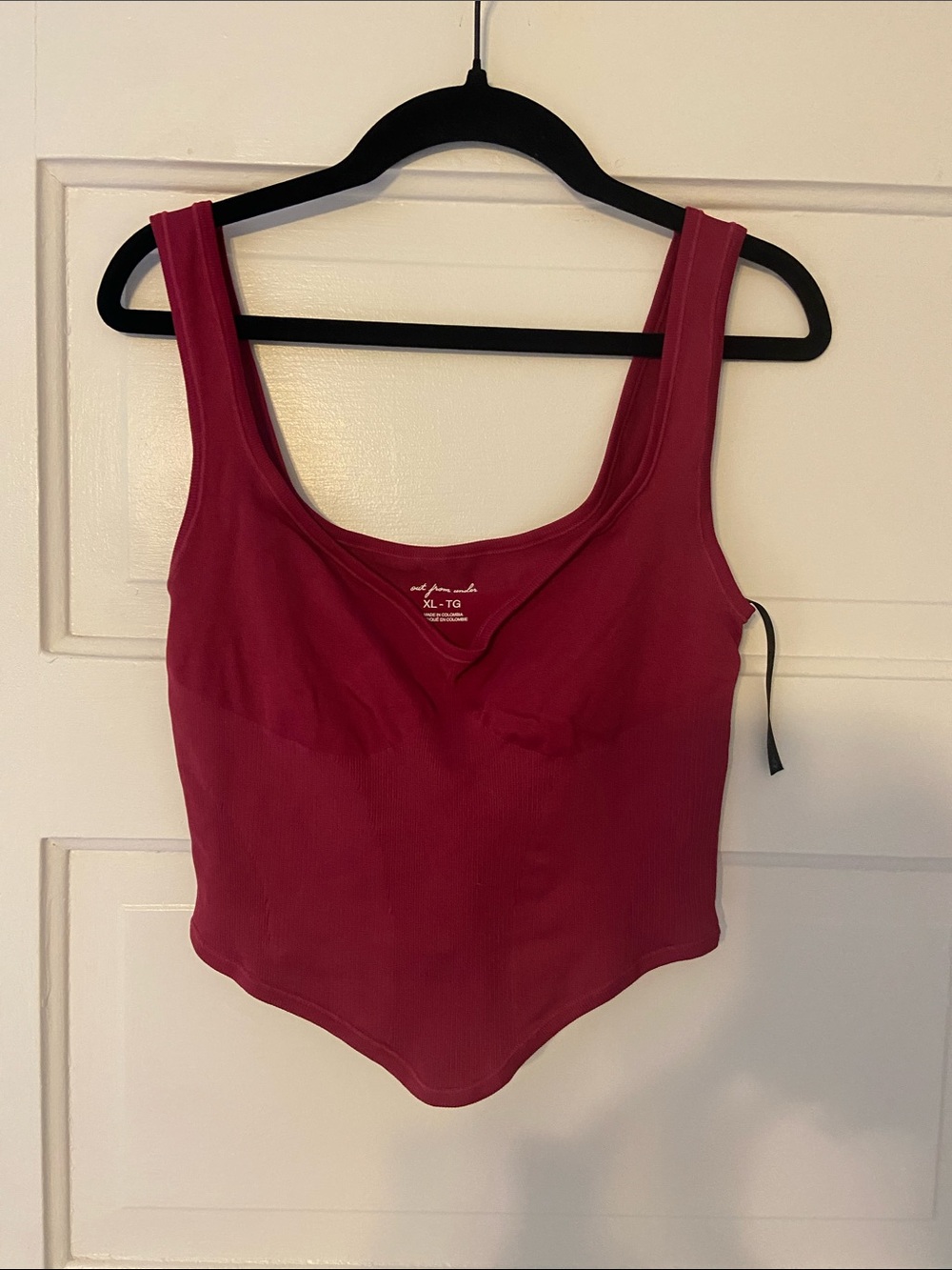 Urban Outfitters Ribbed Scoop Tank Bodysuit - Berry Pink